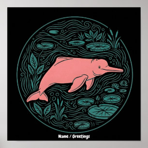 Boto Rosa Flussdelphin Wildlife Art Matt Lachsrosa Poster
