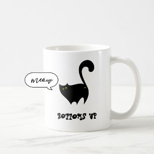 Botoms Up Black Cat Niedlich Funny Kitty Cartoon Kaffeetasse