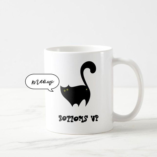 Botoms Up Black Cat Niedlich Funny Kitty Cartoon Kaffeetasse (Von Creator hochgeladen)