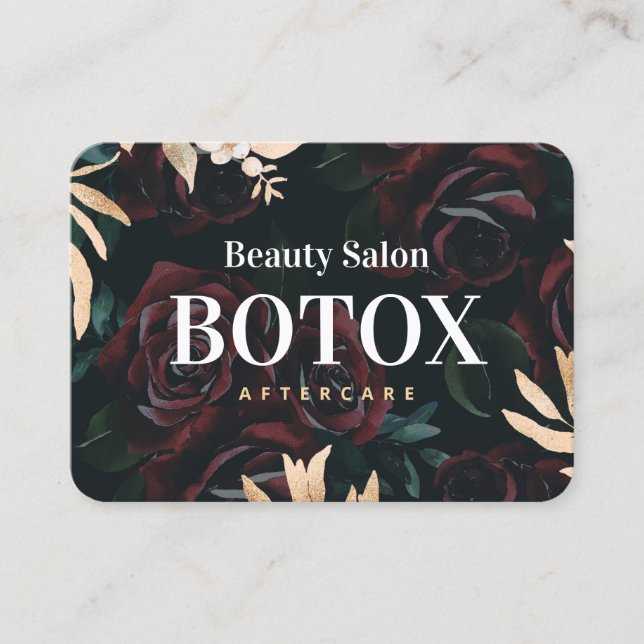 Botox Aftercare Business Card Gold Rose Visitenkarte (Vorderseite)