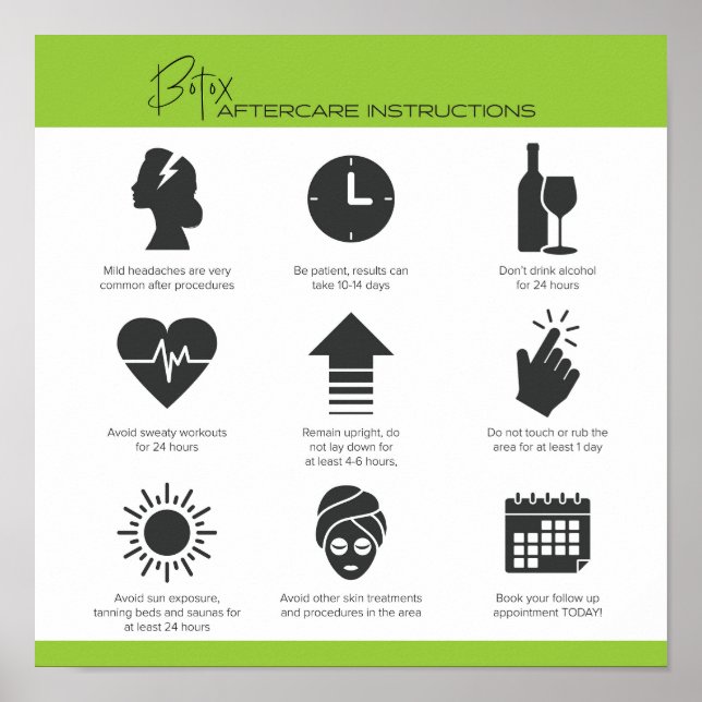 Botox Aftercare Instruction Poster (Vorne)