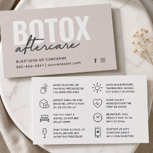 Botox Filler Injektion Nachsorge Anweisung Karte