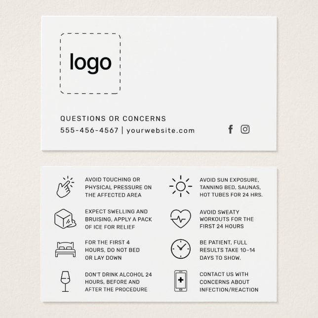 Botox Filler-Injektions-Nachbehandlungs-Informatio (Vorne & Hinten)