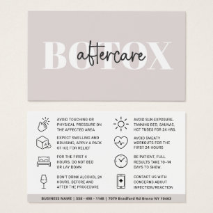 Botox Filler Injektionskarte nach der Behandlung