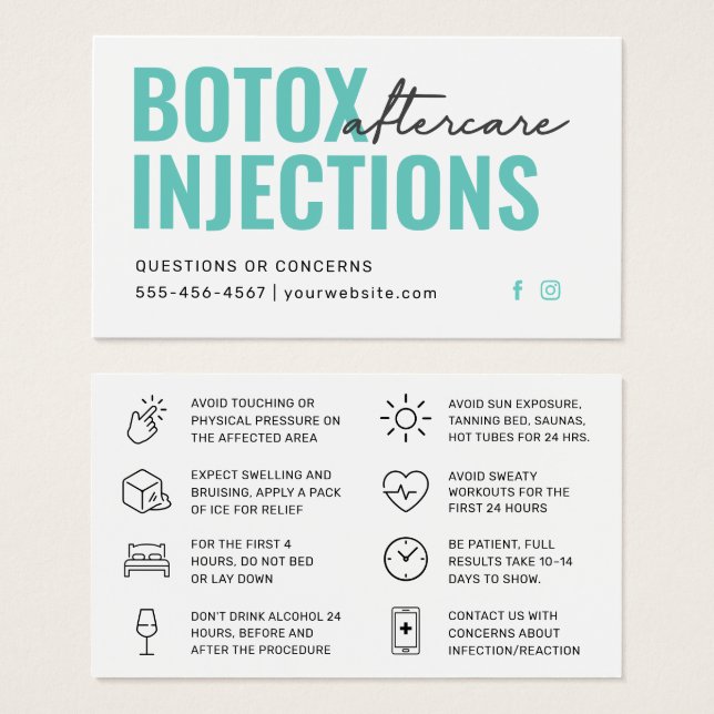 Botox Filler Injektionskarte nach der Behandlung (Vorne & Hinten)