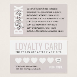 Botox Filler Injektionskarte nach der Behandlung