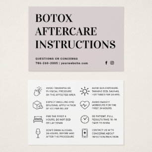 Botox Filler Injektionskarte nach der Behandlung
