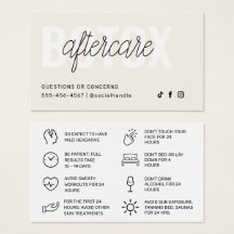 Botox Filler Injektionskarte nach der Behandlung