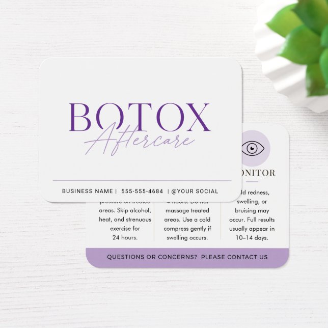 Botox Purple Minimal Nachsorgeleitfaden (Schreibtisch)