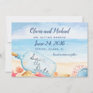 Botschaft in Bottle Beach Hochzeit Save The Date