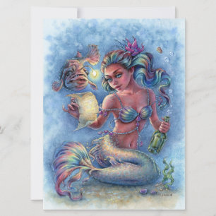Botschaft in der Flasche Mermaid Fantasy Art Card
