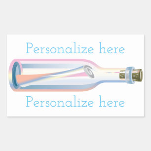 Botschaft in einem Flaschensommerstrand Rechteckiger Aufkleber