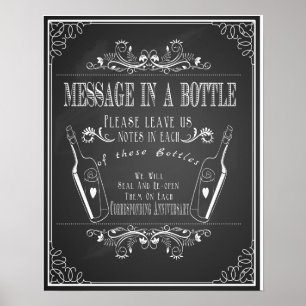 "Botschaft in einer Flasche" Hochzeitsgästebuch Poster