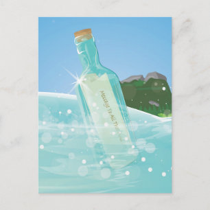 Botschaft in einer Flasche Postkarte