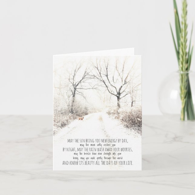 Botschaft, Schnee mit Hund Dankeskarte (Vorderseite)