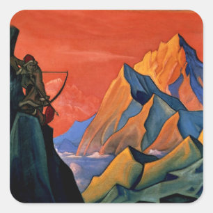 „Botschaft von Shambala“ von Nicholas Roerich Quadratischer Aufkleber