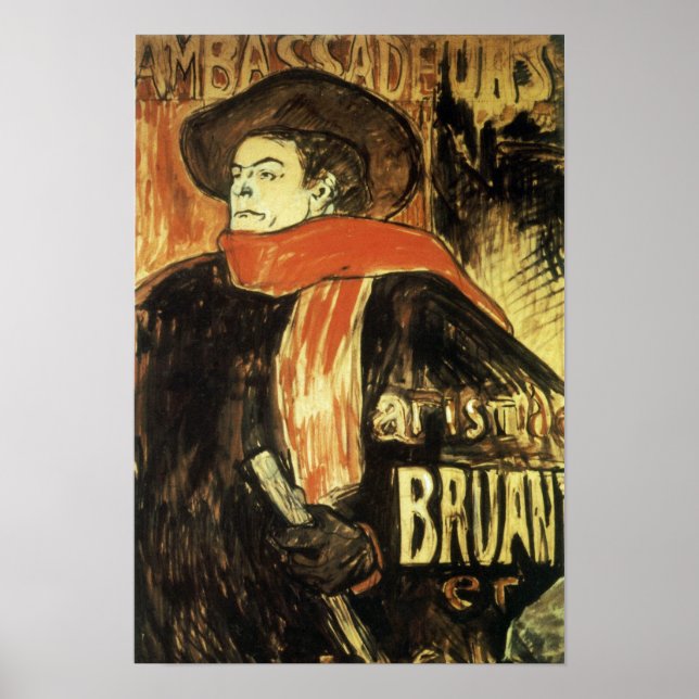 Botschafter, Aristide Bruant von Toulouse Lautrec Poster (Vorne)