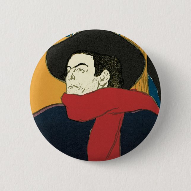 Botschafter, Artistide Bruant von Toulouse Lautrec Button (Vorderseite)