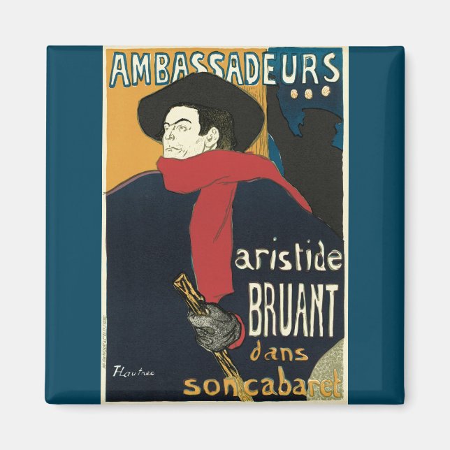 Botschafter, Artistide Bruant von Toulouse Lautrec Magnet (Vorne)