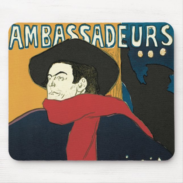 Botschafter, Artistide Bruant von Toulouse Lautrec Mousepad (Vorne)