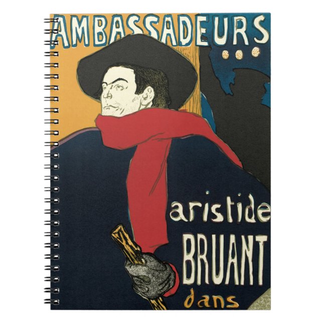 Botschafter, Artistide Bruant von Toulouse Lautrec Notizblock (Vorderseite)