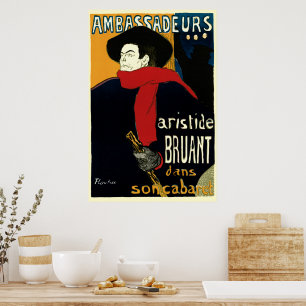Botschafter, Artistide Bruant von Toulouse Lautrec Poster