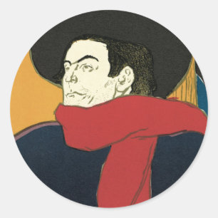 Botschafter, Artistide Bruant von Toulouse Lautrec Runder Aufkleber