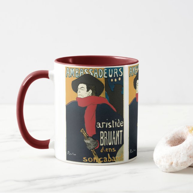 Botschafter, Artistide Bruant von Toulouse Lautrec Tasse (Mit Donut)