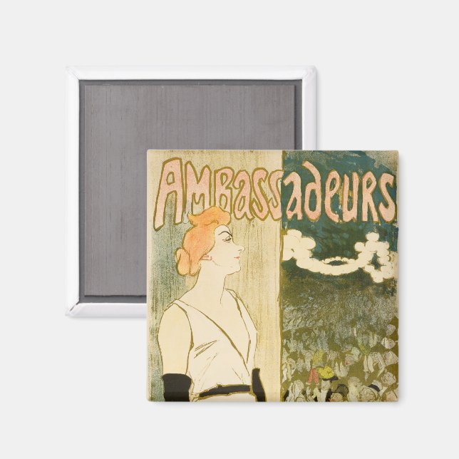 Botschafter Yvette Guilbert von Theophile Steinlen Magnet (Vorderseite/Rückseite)