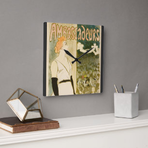 Botschafter Yvette Guilbert von Theophile Steinlen Quadratische Wanduhr