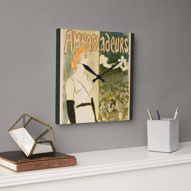 Botschafter Yvette Guilbert von Theophile Steinlen Quadratische Wanduhr (Büro)