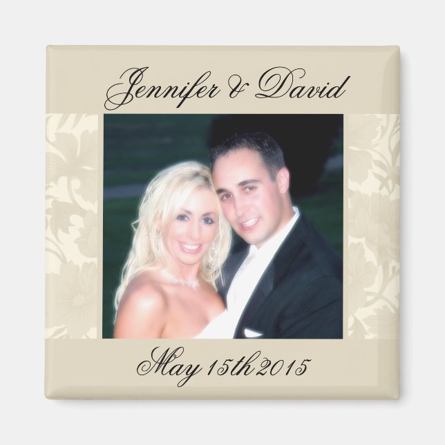 Botschafterin Floral Ecru Creme Save the Date Foto Magnet (Vorne)