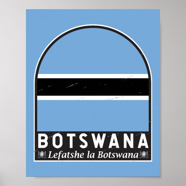 Botsuana-Flaggenemblem gestört Vintag Poster (Vorne)
