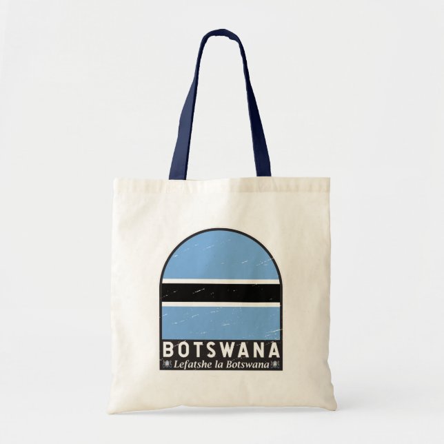 Botsuana-Flaggenemblem gestört Vintag Tragetasche (Vorne)