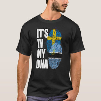Botsuana und die schwedische Misch-DNA-Flagge Heri T-Shirt