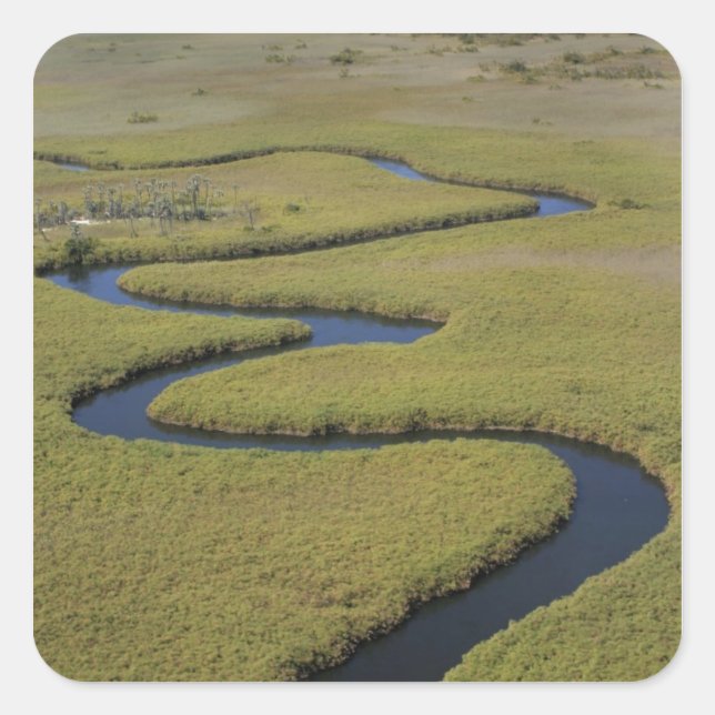 Botswana, Afrika. Arial Blick Okavango Fluss. Quadratischer Aufkleber (Vorderseite)