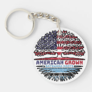 Botswana Batswana American USA Tree Roots Flag Schlüsselanhänger