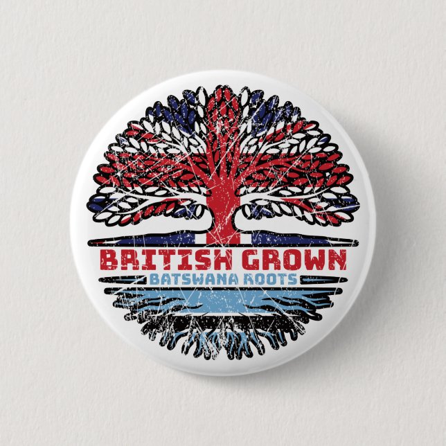 Botswana Batswana British UK Tree Roots Flag Button (Vorderseite)