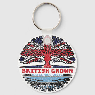 Botswana Batswana British UK Tree Roots Flag Schlüsselanhänger