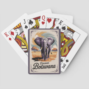 Botswana-Elefanten-Illustration Reise Kunst Vintag Spielkarten