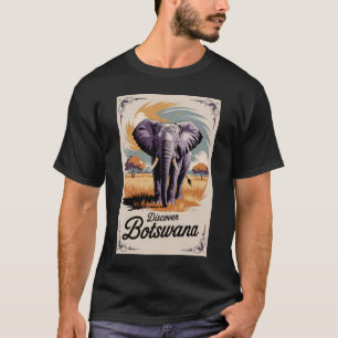 Botswana-Elefanten-Illustration Reise Kunst Vintag T-Shirt
