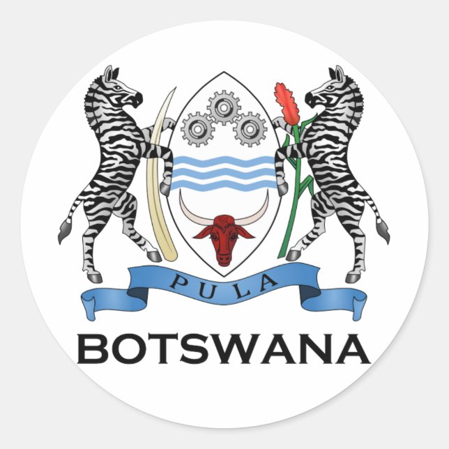 BOTSWANA - Fahne/Emblem/Wappen/Symbol Runder Aufkleber (Vorderseite)