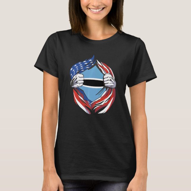 Botswana Flag American Proud of My Botswanian Heri T-Shirt (Vorderseite)
