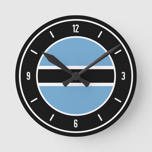 Botswana Flag Elegant Runde Wanduhr (Vorderseite)