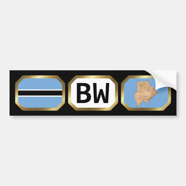Botswana Flag Map Code Autoaufkleber (Vorne)