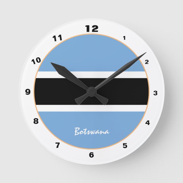 Botswana Flag modernes Design, Botswana Zuhause Runde Wanduhr (Vorderseite)