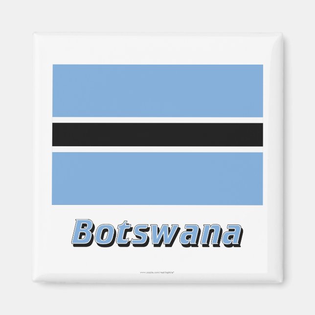 Botswana-Flagge mit Namen Magnet (Vorne)