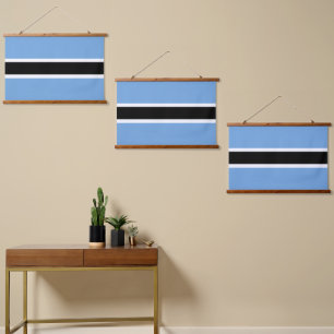Botswana-Flagge Wandteppich Mit Holzrahmen