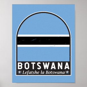 Botswana-Flaggen-Emblem abgenutzt Vintage Poster
