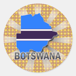 Botswana-Flaggen-Karte 2,0 Runder Aufkleber